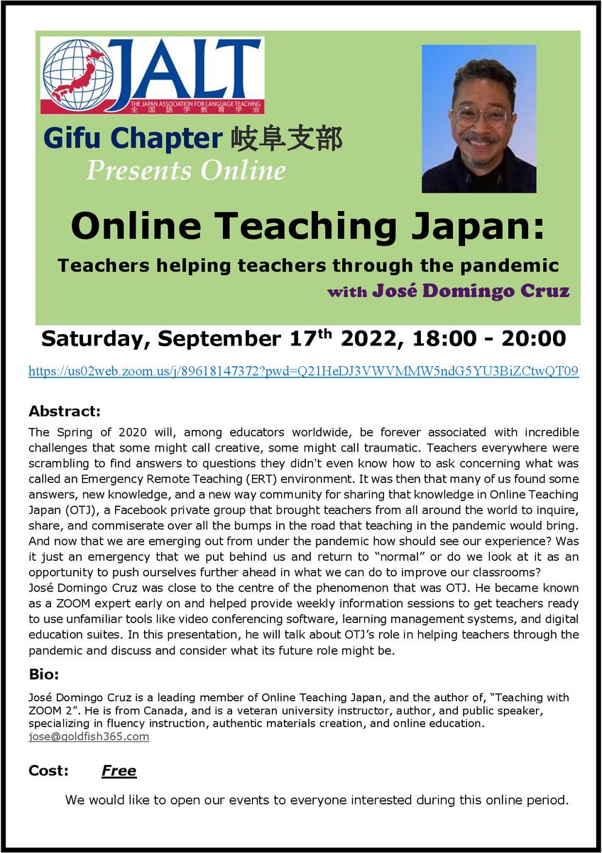 6pm tonight, online Gifu JALT event - mailchi.mp/1137187d5ae0/s…