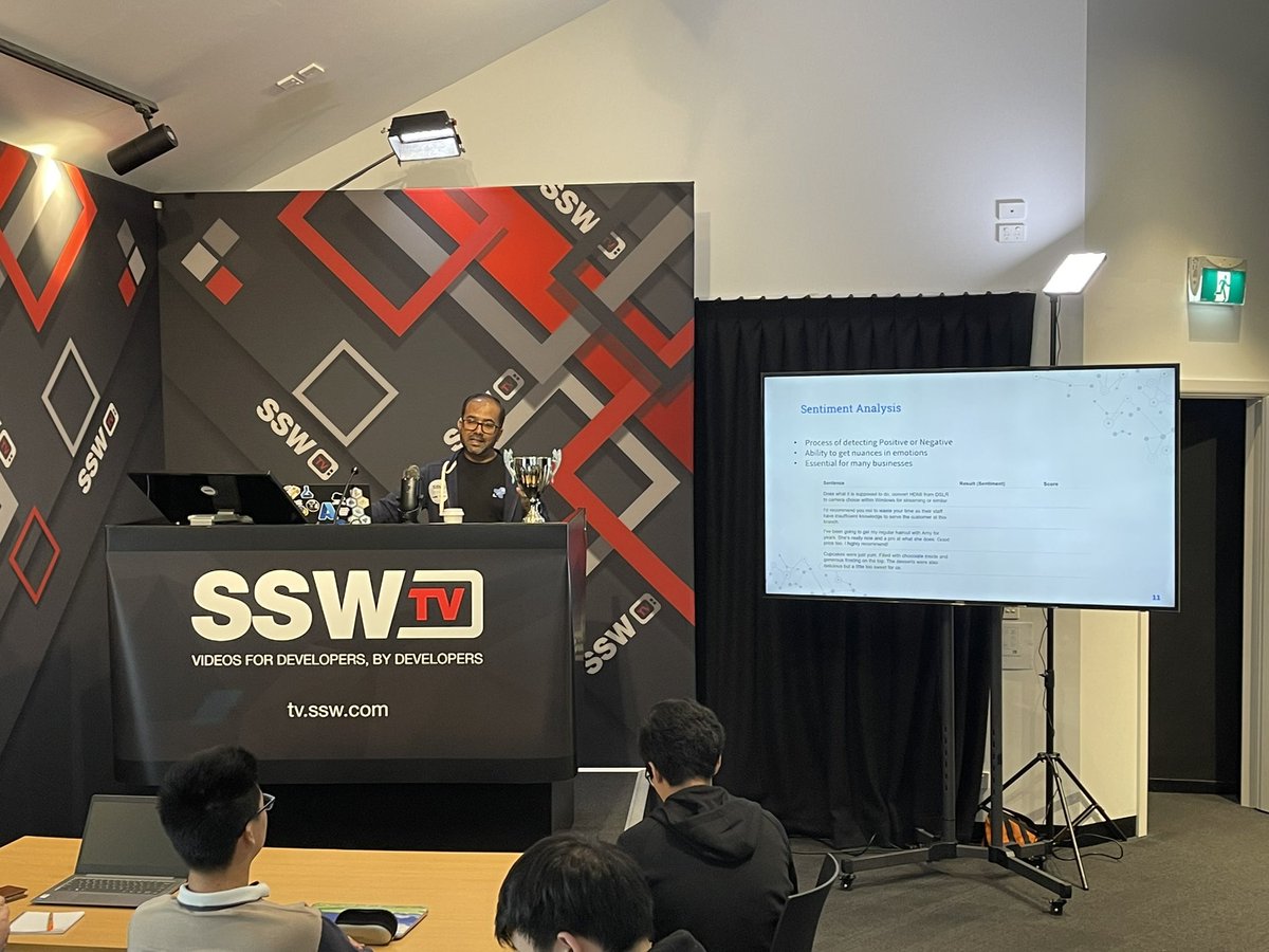 SomyAyazi's tweet photo. Interesting talk by @arafattehsin on Opinion Mining, keen to explore it further 🤩 #aihackday https://t.co/F8wOEnEnBE