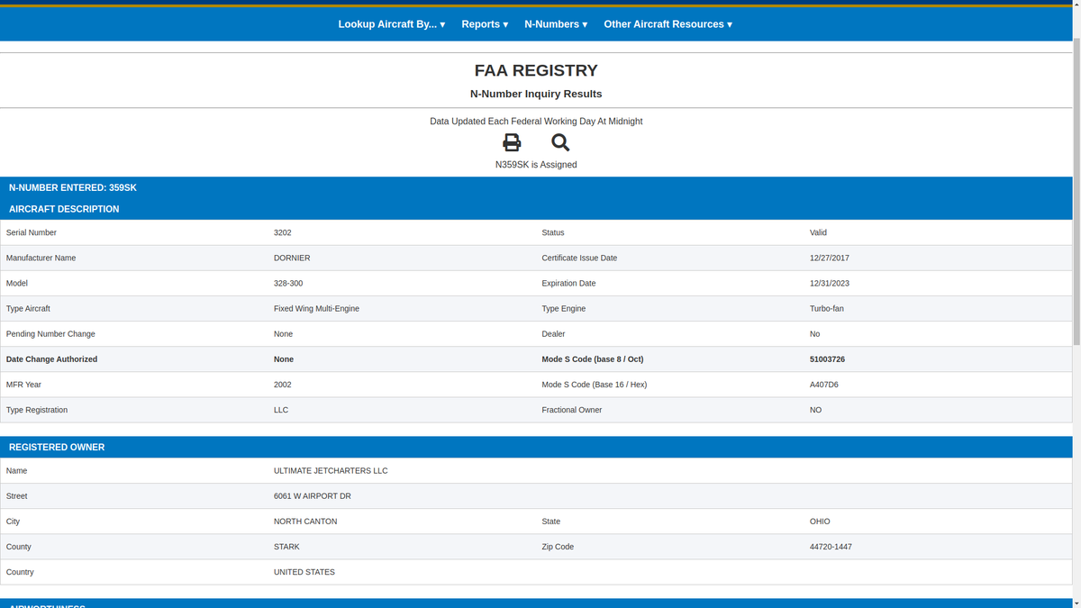 steffanwatkins's tweet image. 🇺🇸 American-registered Dornier 328-300 #N359SK, owned by Ultimate Jet Charters, departed on their first leg from #LacklandAFB's Kelly Field #KSKF at 13:03Z, using call sign #UJC59. Landed at Bob Sikes Airport #KCEW (in Florida) at 14:50Z.
globe.adsbexchange.com/?icao=a407d6&amp;amp;l…