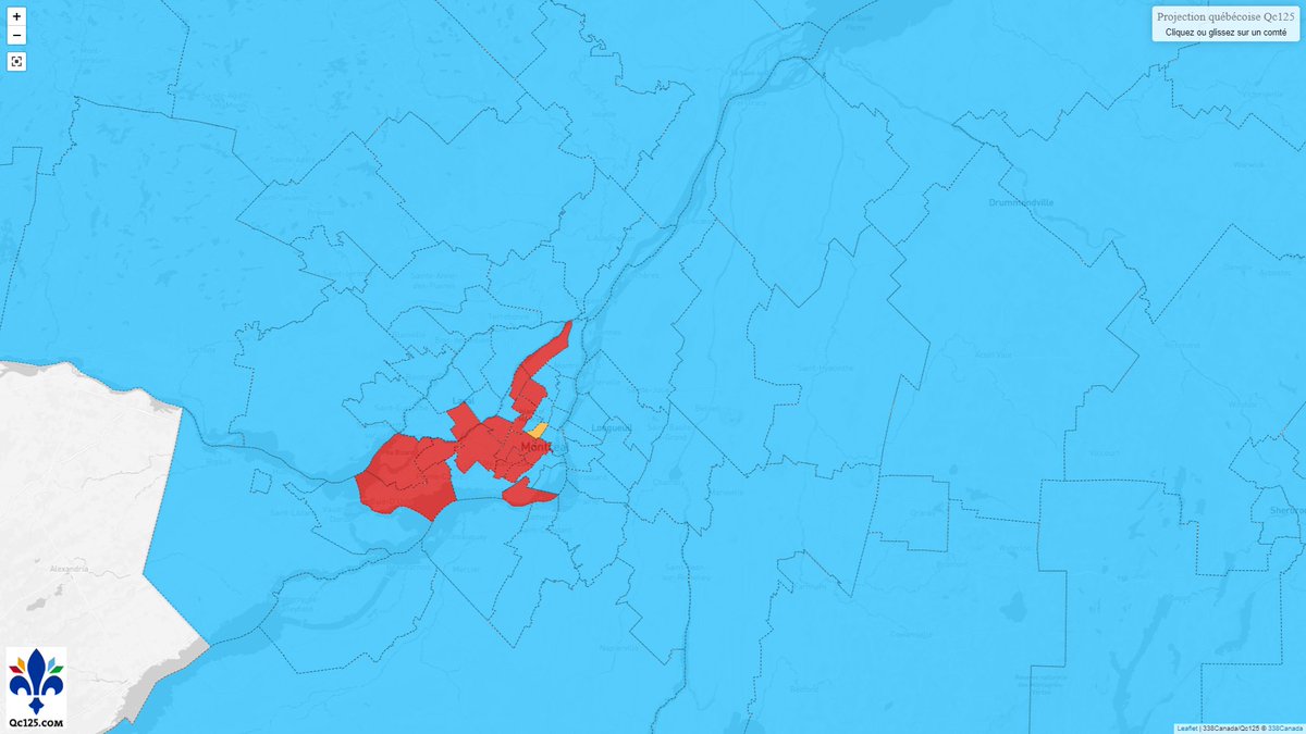 338Canada's tweet image. **Politique-fiction**

Et si seulement les électeurs de 55 ans et plus votaient?

🔵CAQ 105
🔴PLQ 17
⚜️PQ 2
🟠QS 1

[En utilisant les données du dernier sondage Léger/Québecor]