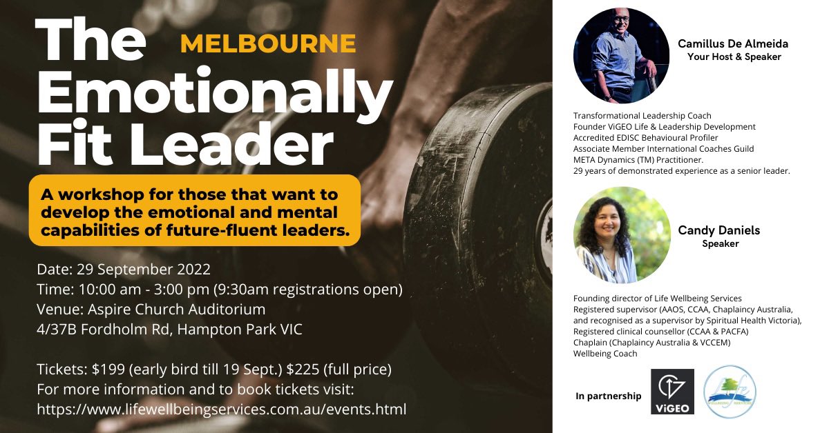 CamiDeAlmeida12's tweet photo. If you’re interested in knowing what it means to be an emotionally fit leader and learn how to develop emotionally fitness, then this is your opportunity. https://t.co/vMhowp1jLK