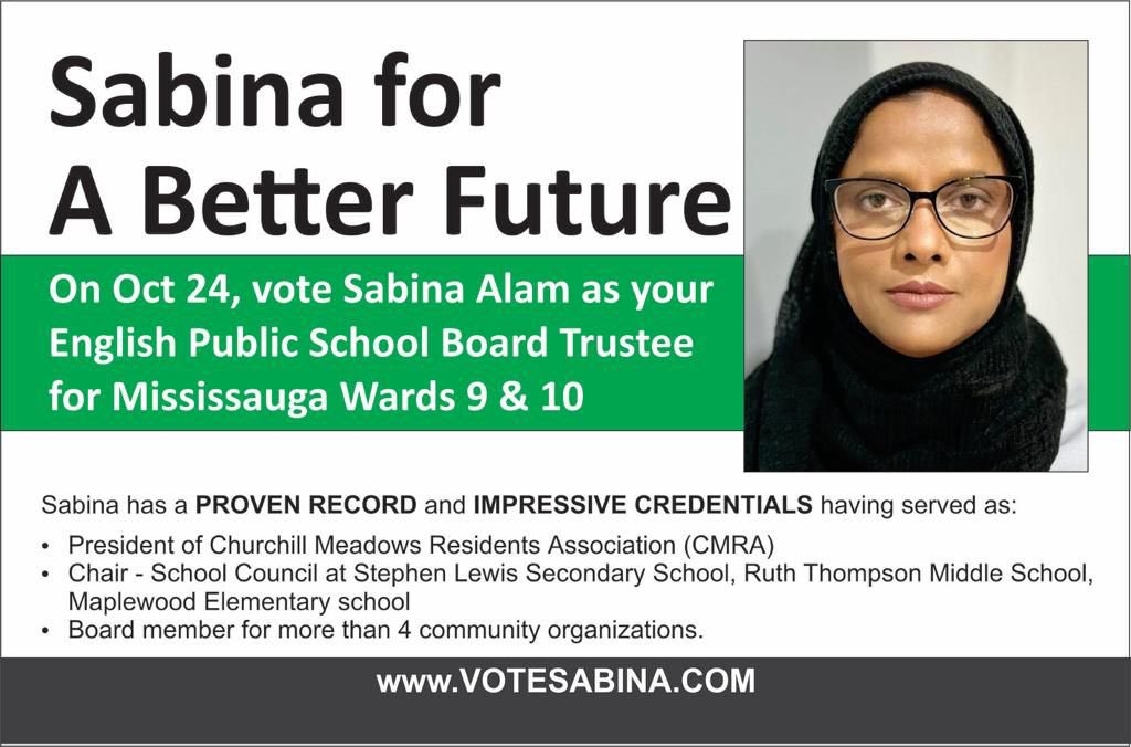 Candidate for School board Trustee ward 9/10 Mississauga