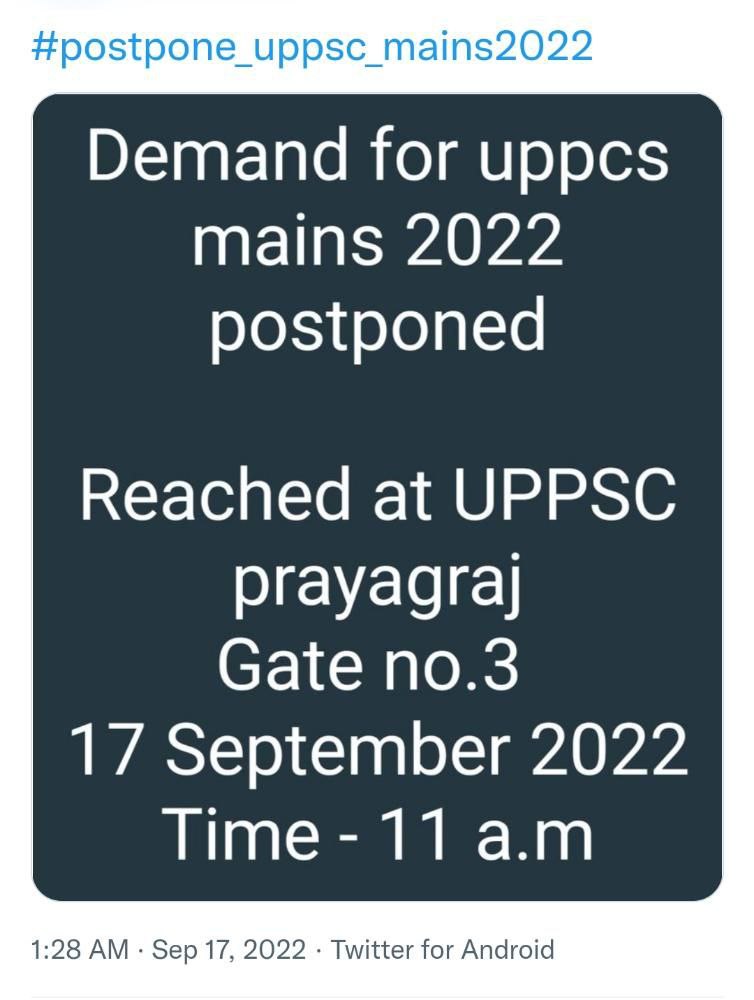 SHUBHAMishraa's tweet photo. #postpone_uppsc_mains2022 
@myogiadityanath @myogioffice @UPCMOffice https://t.co/lpGImsP2z5