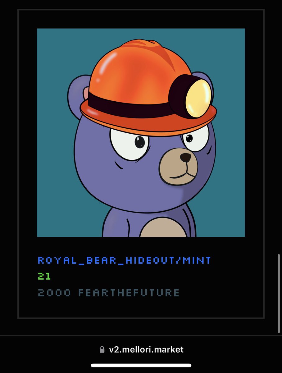 Just picked up this guy for 2000 <a href="/fearthefuture/">FEARTHEFUTURE.COM</a> tokens! I was able to swap them with the pandacoin I had in my core wallet! Some cool utility baked into <a href="/mellorimarket/">Mellori Market 🅁🅅🄽</a> that any creator can take advantage of in a collaboration or your own tokens!
