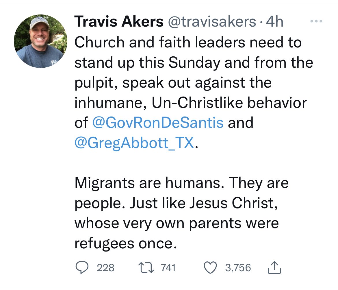 MarkDavis's tweet photo. Update: Troll #TravisAkers has pulled the plug on his earlier stunt of posting leftist faux-Christian barbs under the name and photo of a fraudulent #FranklinGraham account. This was the tweet he had earlier posted as Graham. These people know no shame. https://t.co/ELkUsu1tYq