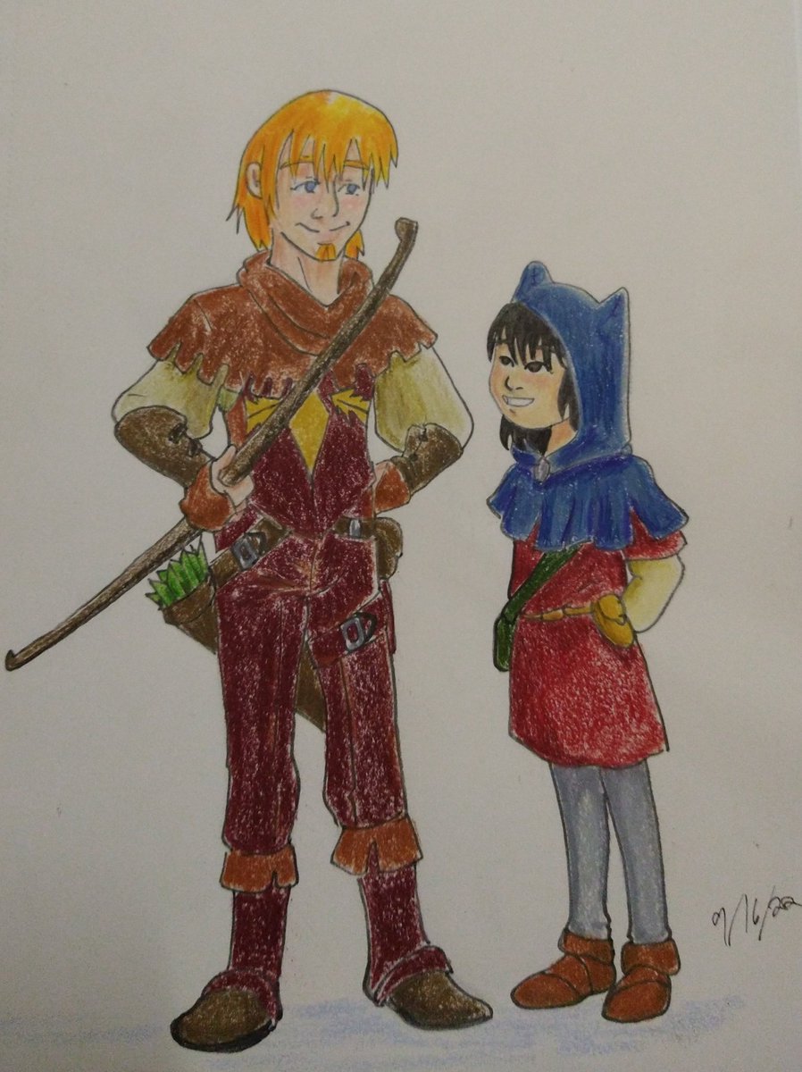 NerdyAlh85's tweet photo. Prompted by @Mindyleedoodles, #RoyHarper and #LianHarper as a ranger and a scout. #DnDC https://t.co/u0LB3hvl4c