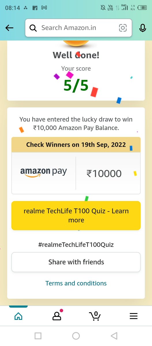 Harshitshreya03's tweet image. I played this interesting Quiz on Amazon-Play games at Amazon FunZone @amazonIN, @realmeIndia, @realmeTechLife  #realmeTechLifeT100 #ListenInFullColour amazon.in/game/share/g1E…