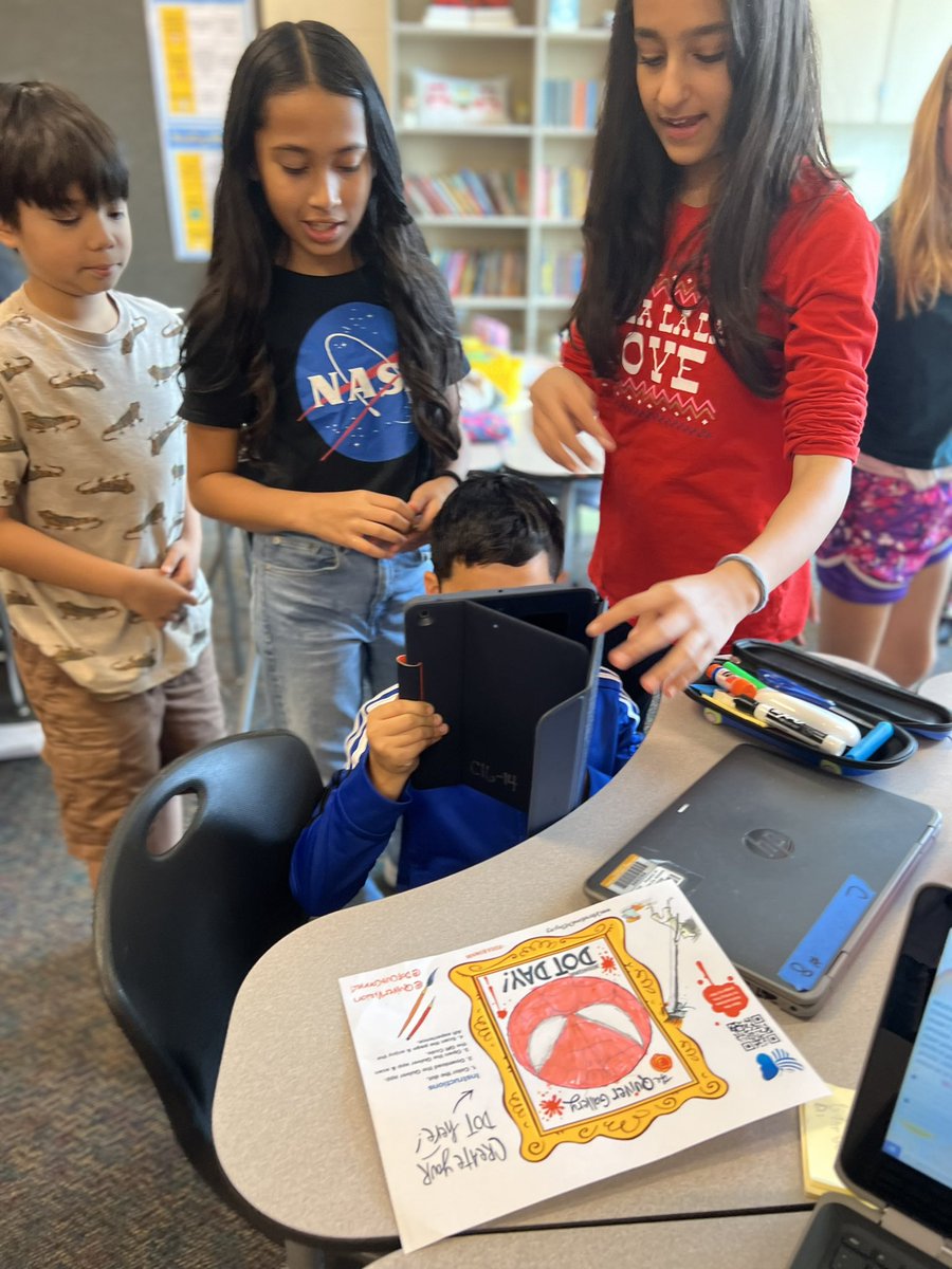 mrsjones72812's tweet photo. We celebrated #dotday today in @GintertMrs at @ChrisYungES and CREATED our own mark with paint, digitally with @AdobeExpress or with augmented reality on @quivervision ! @peterhook @DotClubConnect @FablePaul @PWCSNews #pwcitc https://t.co/DftGmTZMjO