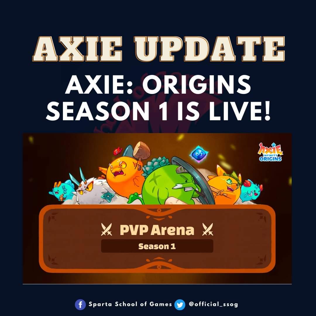 official_ssog's tweet photo. ‼️AXIE SUPPORT‼️

Axie: Origins Season 1 Is Live!

🔑 Key Points:
- Origins Season 1 is here with over 1.5 M USD in AXS rewards— the largest leaderboard prize pool we’ve ever seen in Axie! We’ve also thrown in a new sticker and 2 avatars as prizes. https://t.co/iuT5UeUXTi