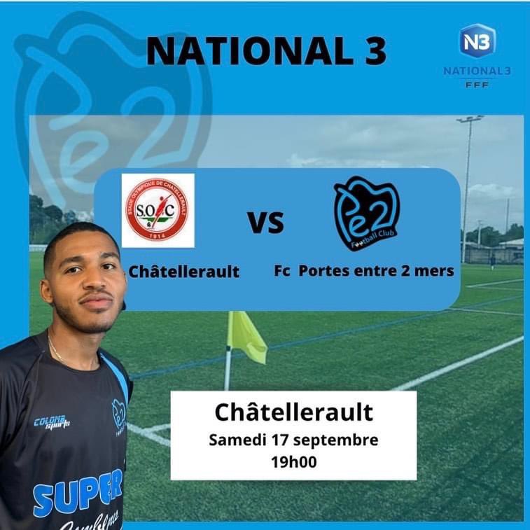 Championnat National 3 Nouvelle-Aquitaine, le FC Portes-Entre-2-Mers joue à Châtellerault ce samedi 17 septembre, à 19 h <a href="/FFF/">FFF</a> <a href="/LigueFootballNA/">Ligue de Football Nouvelle-Aquitaine ⭐️⭐️</a> #National3 #passionfoot #fcportesentredeuxmers Forza Les Portes ⚽️⚫️🔵 !