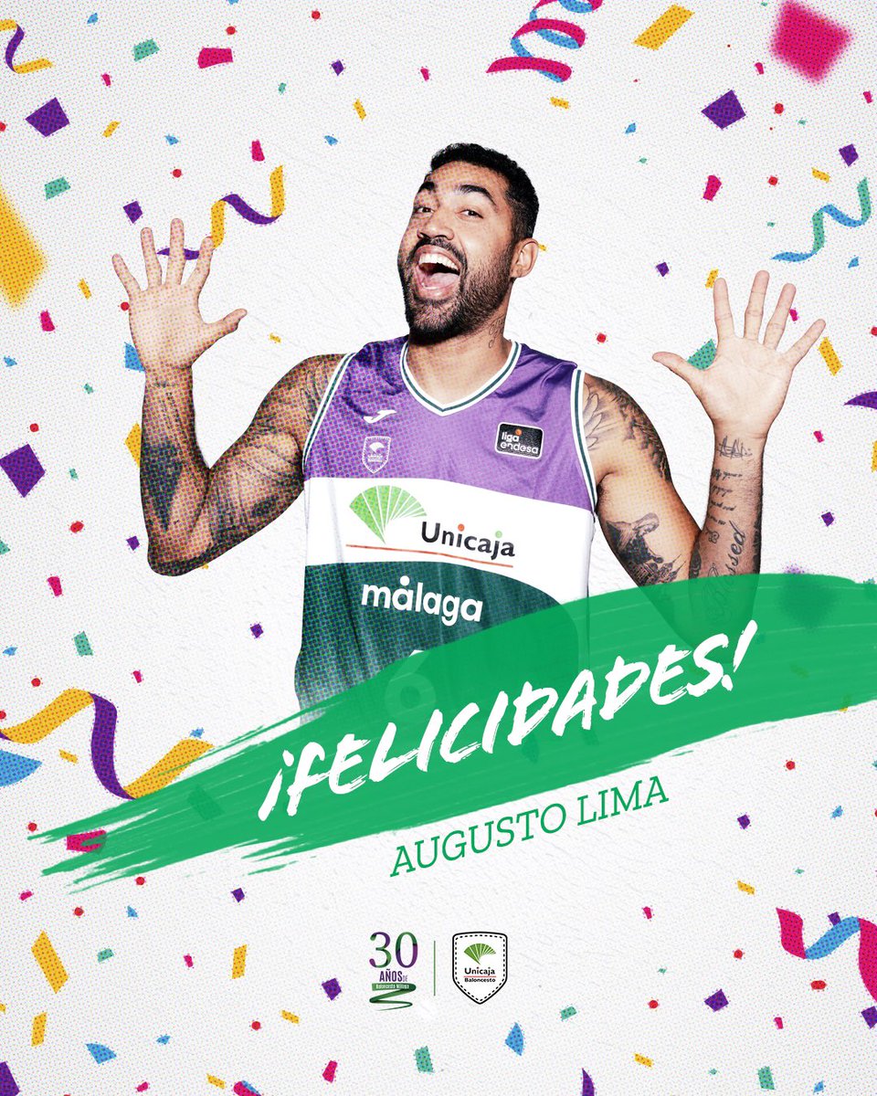 unicajaCB's tweet photo. 🎂 ¡Hoy es un día especial para uno de los nuestros!

🥳 ¡Feliz #cumpleaños, @AugustoLima7!

🎁 Dale RT a esta publicación para felicitarle… ¡se lo merece!

💚💜 #FelicidadesAugusto #YoSoyDelUnicaja https://t.co/tMAH6ZvUQP