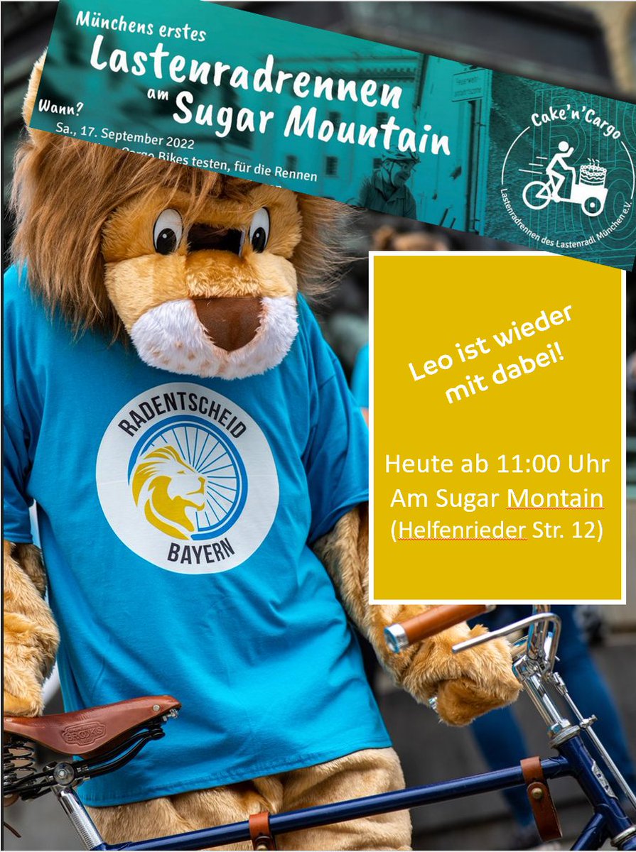 📢Heute ist München 1. Lastenrad-Rennen 📦🎁🚴‍♀️🚴‍♂️!
Da ist natürlich unser Leo mit dabei und sammelt wieder Unterschriften für den Radentscheid Bayern! Schaut vorbei - das wird spaßig! Danke @Lastenradl für das Event!🤗
Wo? Helfenriederstraße 12, 12-18 Uhr (Rennen)
#radentscheidby