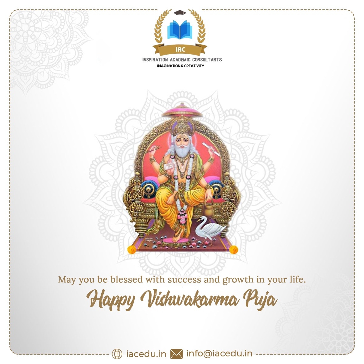 lprernatripathi's tweet photo. May the architect of the universe, Lord Vishwakarma grants everyone’s wishes on the auspicious day of Vishwakarma Puja! Happy Vishwakarma Puja.
#BhagwanVishwakarma #GodofArchitecture #Architecture #VishwakarmaPuja2022 #inspiration #LetsConnectWithPrerna #CareerWithPrerna
#IAC https://t.co/YgKTLO9IzV
