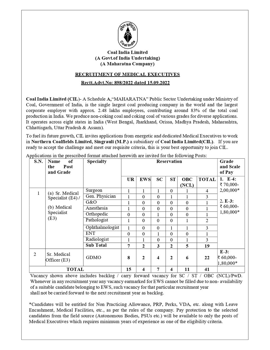gunjan33's tweet photo. Northern Coalfield Limited is looking for doctors https://t.co/IWd19zQRaa