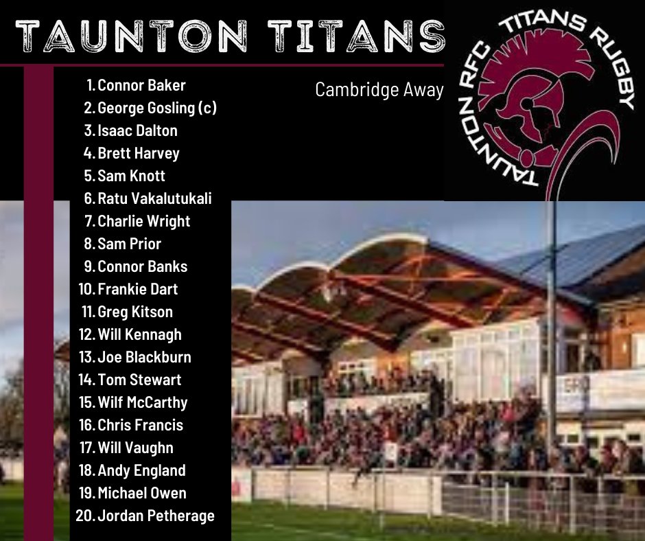 TITANS TEAM!! 

Good luck to the team travelling to Cambridge today.

#COYT #Titans #TitansFAM