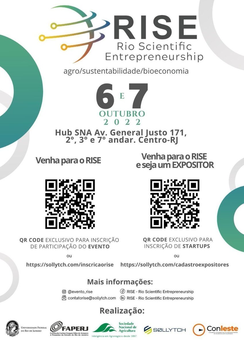 organicsnet's tweet photo. Agro, ambiente de inovação. Rise- Rio Scientific Entrepreneurship 2022, conexões. 6-7/10, HUB da SNA, Sociedade Nacional de Agricultura, RJ. Garanta participação. https://t.co/pKifrwy7a3 https://t.co/wKC7Xf2qbQ