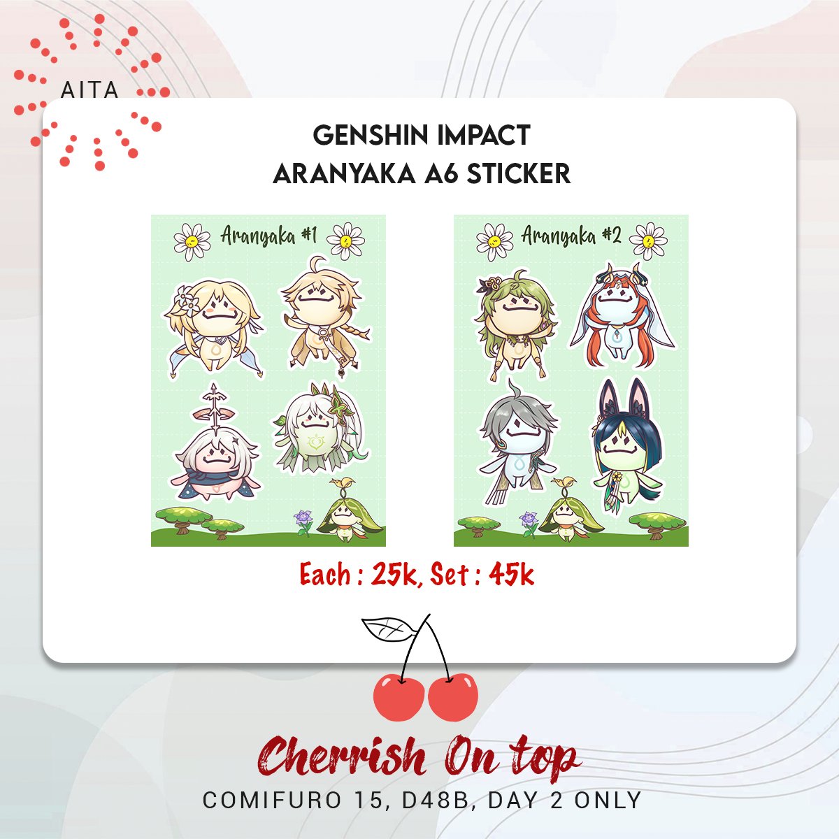 aaaiita's tweet photo. Like &amp; RT are very appreciated!

Hello everyone! Here is our catalogue for #comifuro15, Cherrish on Top!🍒  (✌ﾟ∀ﾟ)☞

ONLY AVAILABLE @ COMIFURO
Sunday, 25 September 2022
D48 B

 #Comifuro2022 #ComifuroCatalogue https://t.co/g0s8qHBEBJ