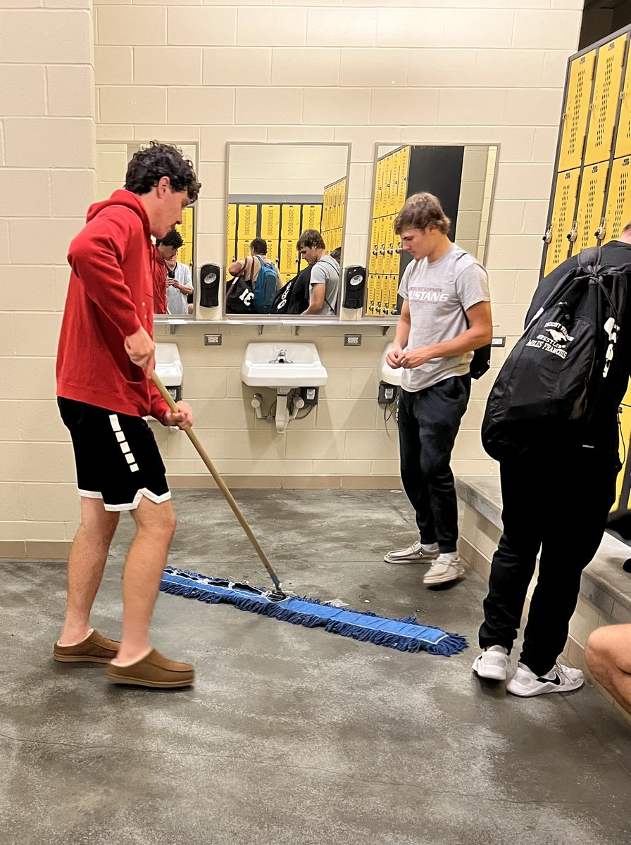 MustangFB1's tweet image. Finished the game with 4 touchdown passes and why not sweep the locker room as well! Proud of you Joey!