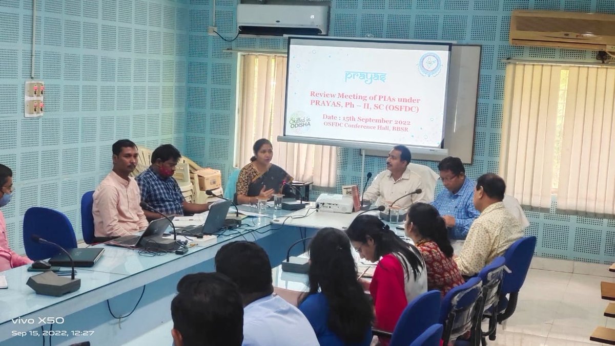 scstdevdept's tweet photo. Review Meeting of PIA on the progress of work under PRAYAS phase II OSFDC on 15th September 2022 in the Conference Hall of #OSFDC.
@CMO_Odisha @SecyChief @scstdevdept @saraka_fan https://t.co/BJ1gmdSmcZ