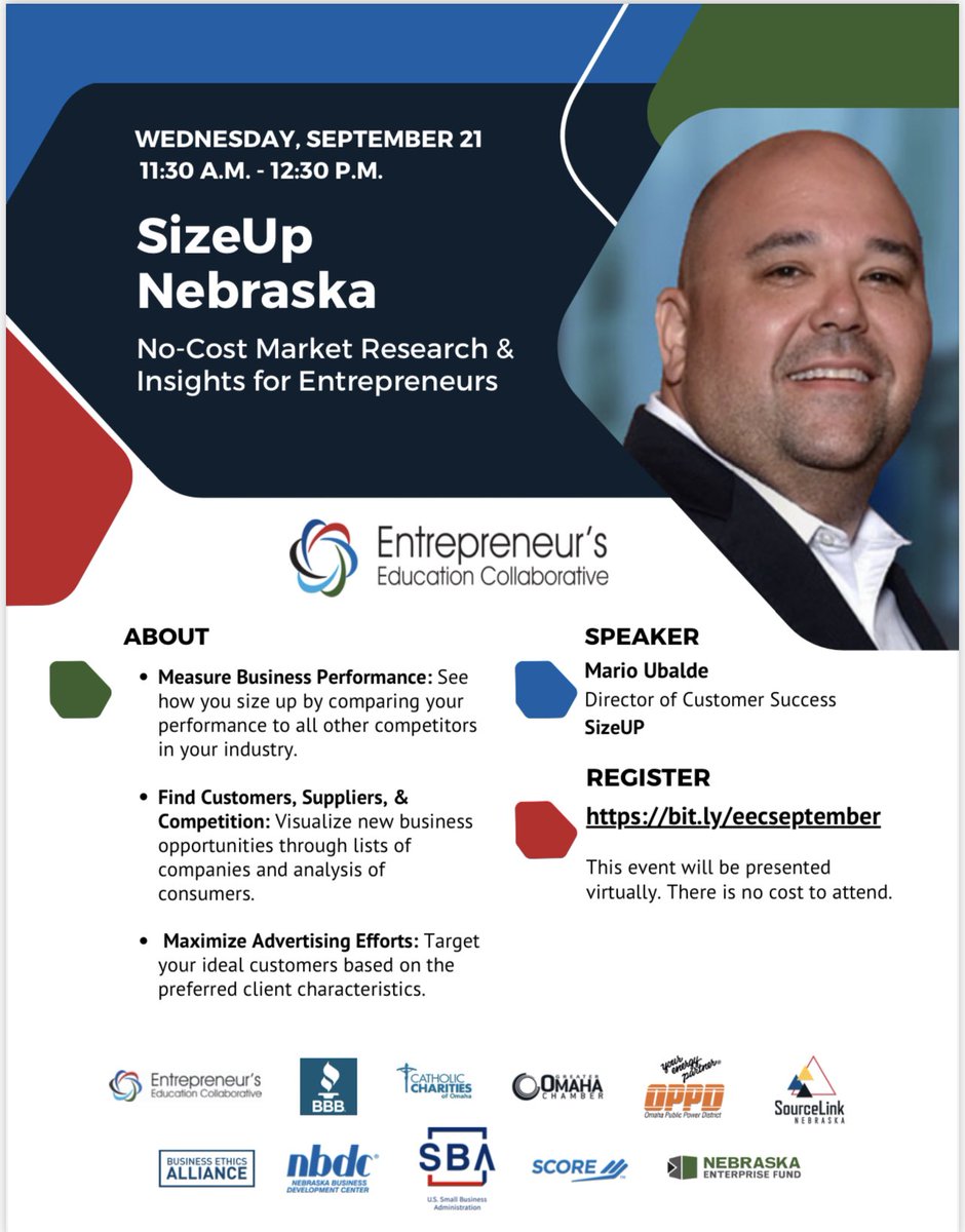 WinsleyI's tweet photo. New tool sponsored by OPPD to get great market research info is FREE to businesses within its service area. Learn more this upcoming Wednesday at 11:30. Register today.  @OmahaChamber @OPPDCares https://t.co/7wlzarEjLM