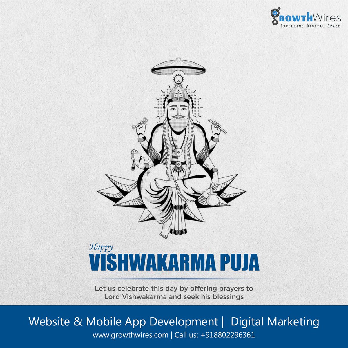 growthwires's tweet photo. Let us offer our prayers to the one who created machines and tools. Pray and say aloud, “Sri Vishwakarma Baba ki Jai.” Happy Vishwakarma Puja!

#VishwakarmaPuja #VishwakarmaJayanti #GrowthWires #VishwakarmaPuja2022 https://t.co/3MGCwFhDEX