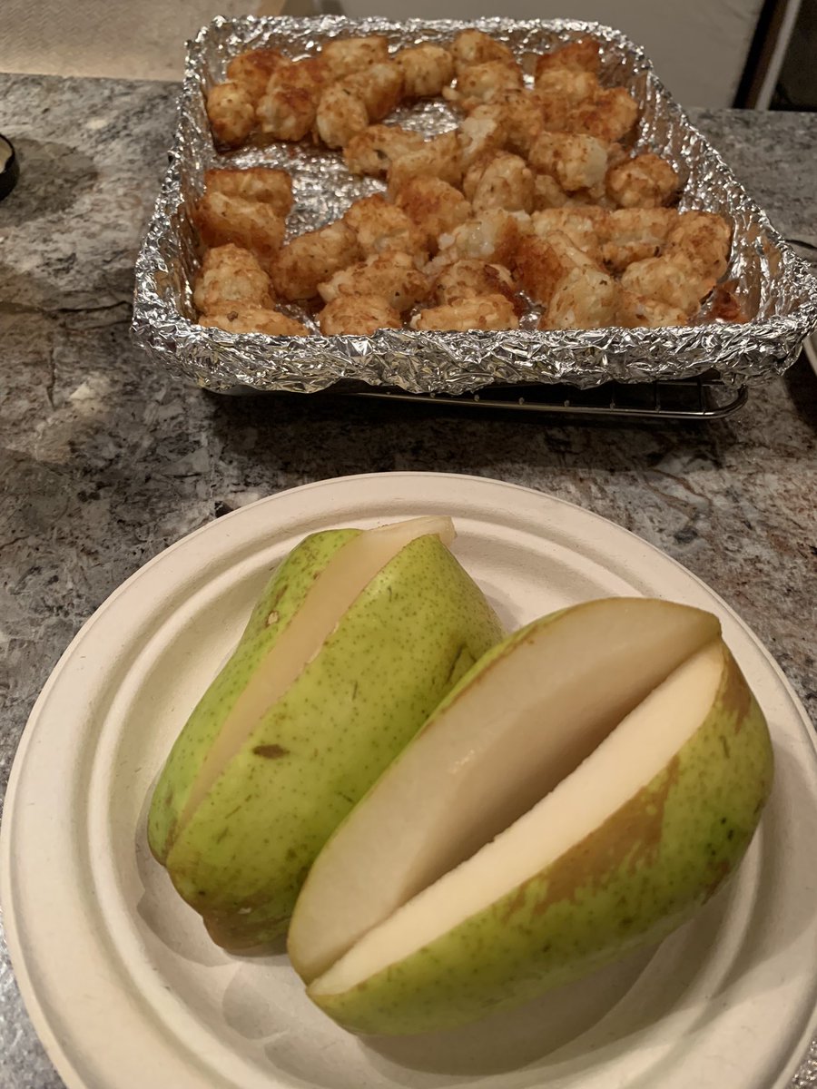 Having tots and pears for dinner. #TotsAndPears #ThoughtsAndPrayers #Christian