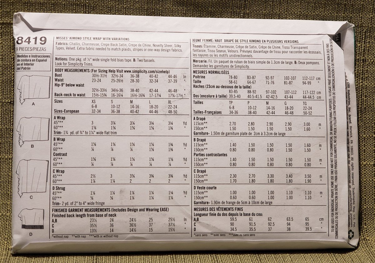 quilts_more's tweet image. Misses&apos; Kimono Style Wrap With Variations Easy To Sew Sewing Pattern Simplicity #8419 Size Extra Small, Small, Medium, Large, Extra Large tuppu.net/d5579227 #Etsy #ImagineQuiltsAndMore #EasyToSew