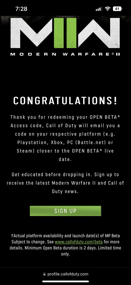 user1086386439's tweet photo. S/O to @MW2BetaCodes for the two codes, Legit Account💯 if you need a beta code for #MWII https://t.co/uhrd2tmmHZ