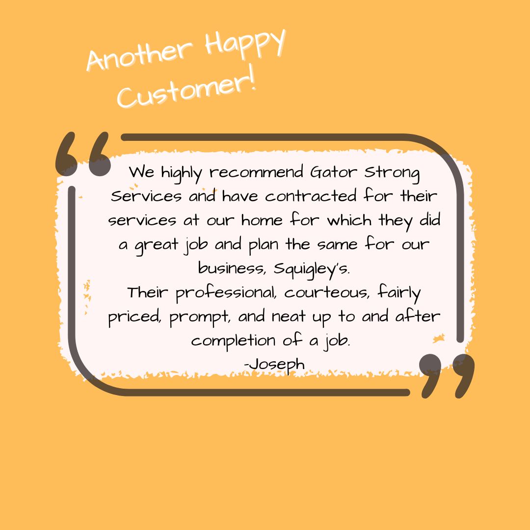 GatorStrongServ's tweet photo. Gator Strong is quickly becoming your #1 go to for all things Services! Another great review from a happy customer! Thank you Joseph! #hurricaneshutters #fences #decks #awnings #patios #garagescreens #pergolas #staining #painting #gateoperators #titanscreens #runningoutofhashtags https://t.co/CL4SwXkElh