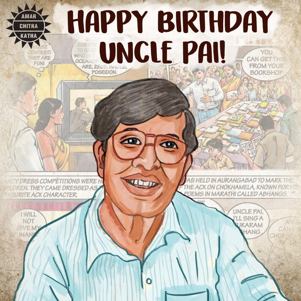 ACKComics's tweet photo. Today we celebrate the birth anniversary of our founder-editor, Anant Pai, fondly known to all as #UnclePai. https://t.co/aOaHihdhvl