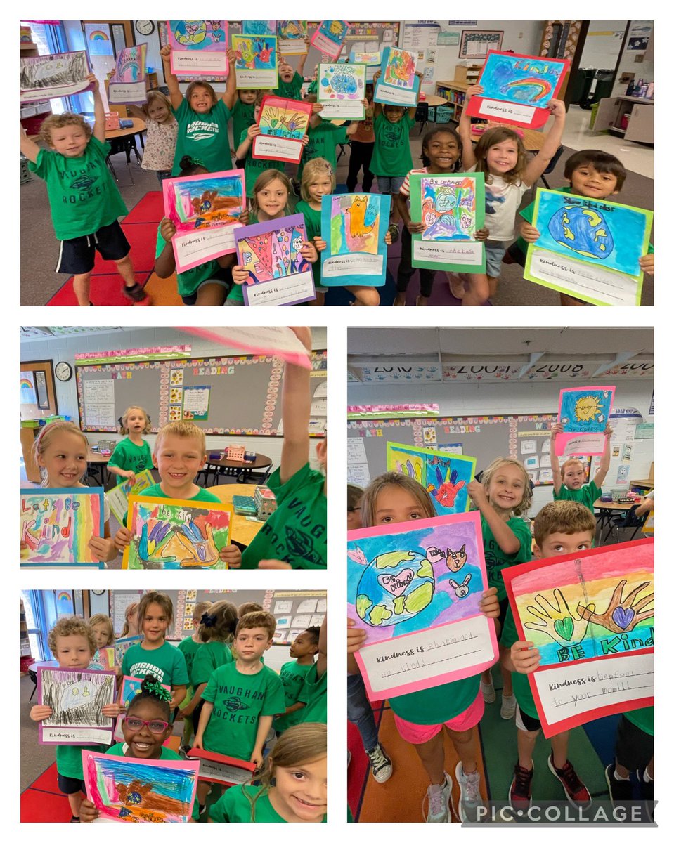 VES1stgrade's tweet photo. Kindness matters at Vaughan Elementary School and these first graders show it everyday! Thanks for the inspiration @Vaughan3rdGrade behind the kindness posters! #oneteamonegoalstudentsuccess @VES1stgrade @VaughanRockets #SOARon #kindnessweek https://t.co/2ScTfkrEgG