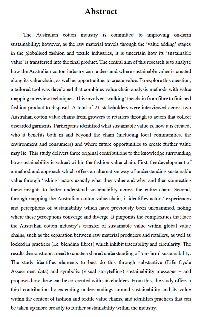 AusCottonSci's tweet photo. PhD thesis by Zoe Mellick @QUT
Walking The chain: The social construction of Australian cotton's sustainable value
https://t.co/gydXdO1Tn3

Answers: how is sustainable value understood, created &amp; captured by the Australian cotton industry &amp; its value chain stakeholders https://t.co/0UbjBjMT4q