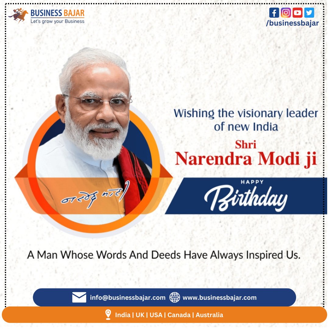BusinessBajar's tweet photo. No one is more deserving of a joyful birthday than you! We are proud to have you as our Prime Minister! We wish our honorable Prime Minister a happy birthday Shree Narendra Modi ji.
#narendramodi #happybirthday #pmmodi #modi #businessbajar #starittechnology #dailypost #exposing https://t.co/xje5wOGK58