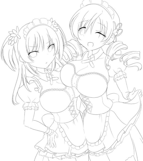 #皆さん線画と塗った後を見せてください 