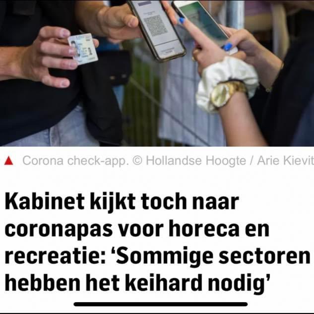 Rutte &amp; Co, 2 jaar ons laten watertrappelen. 
Liegen, bedriegen, manipulatief gedrag, willekeur aan sluitingen van sectoren. 

Het goochelen met zogenaamde wetenschappelijke cijfers werking coronapas.

Samen een vuist maken! 

Wanbeleid mag niet betaald worden door het volk!