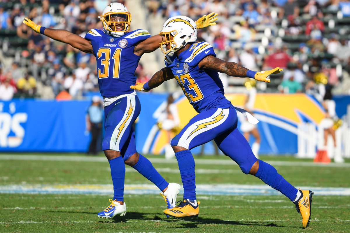 ChargersOMFL's tweet photo. The Chargers shutdown the Jags offense forcing 5 turnovers and sacking Trevor Lawerence 7 times. Derwin James had 3 ints including a pick 6 as the Chargers win 24-3 to move to 3-0 @GrownFolksOC https://t.co/0IUu7hiyC5