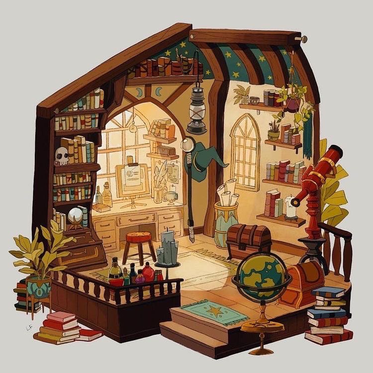 waaavysims's tweet photo. #ArtToBuild🎨 Wanted to recreate this adorable Wizard’s Study by LibbyFrame on IG🧙🏻‍♀️

🔮 TOOL mod, no CC #ShowUsYourBuilds #TS4 https://t.co/arbmaQivc7