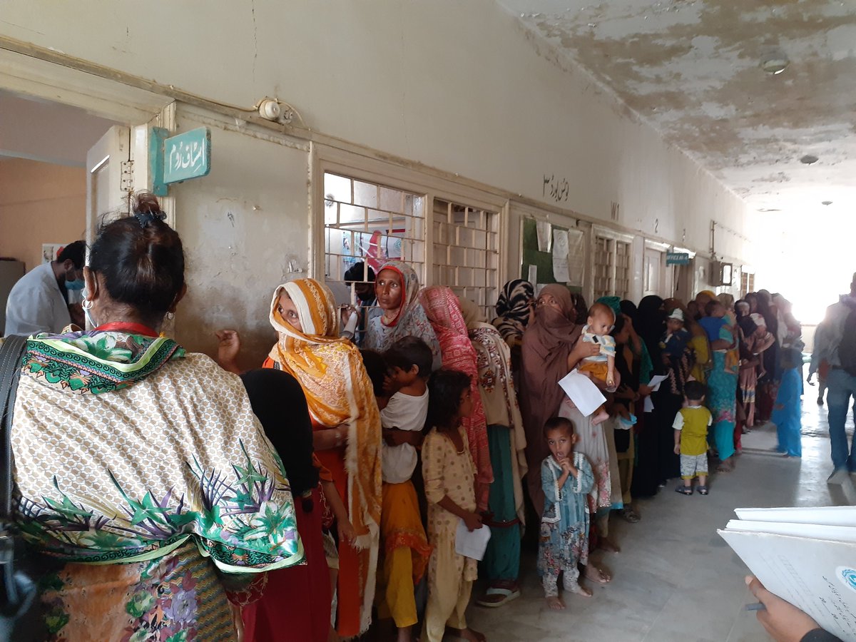 'Medical/Chest Camp for Flood Affectees' is underway in Surjani. The Medical Microbiology &amp; Infectious Diseases Society of Pakistan is holding the camp in collaboration with the Communicable Disease Control (TB Program) Director General Health Services Sindh. #Pakistanfloods2022