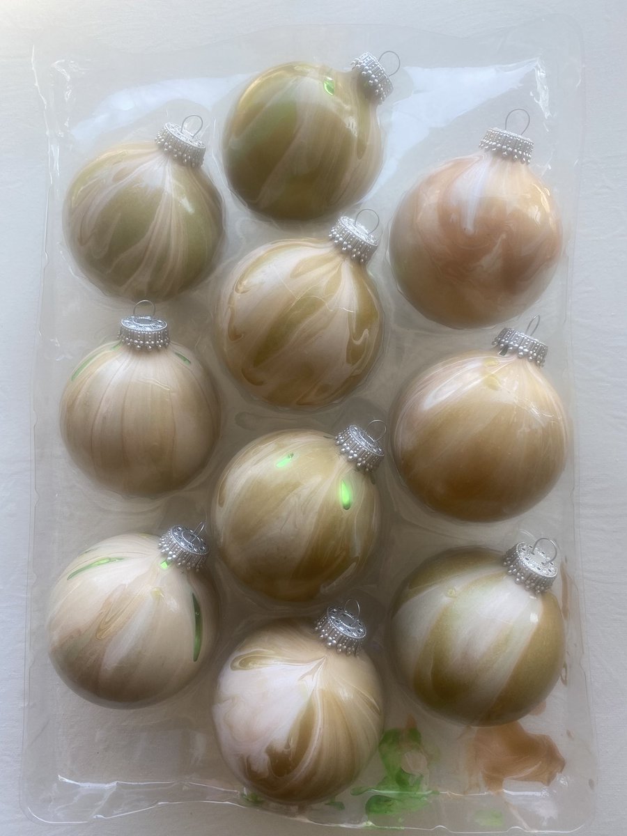 One of a kind Christmas ornaments! You can also order Custom colors. Instagram @schabstracts