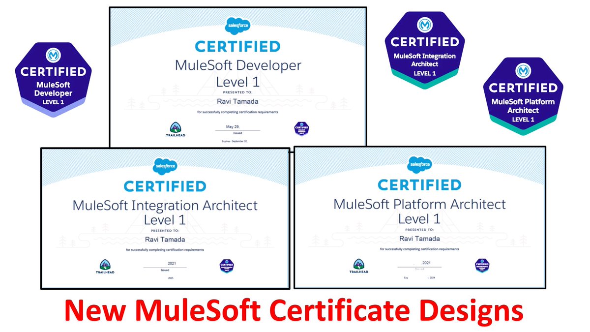 ravi_tamada's tweet photo. Wow!!! MuleSoft has launched new MuleSoft Certificate Designs, to keep aligned with existing Salesforce certificates.
Super Cool Look & Feel, Right?
@MuleSoft @MuleDev
#MuleSoftCertified #MuleSoftCommunity #mcd1 #mcia #mcpa https://t.co/BHlerVfG8J