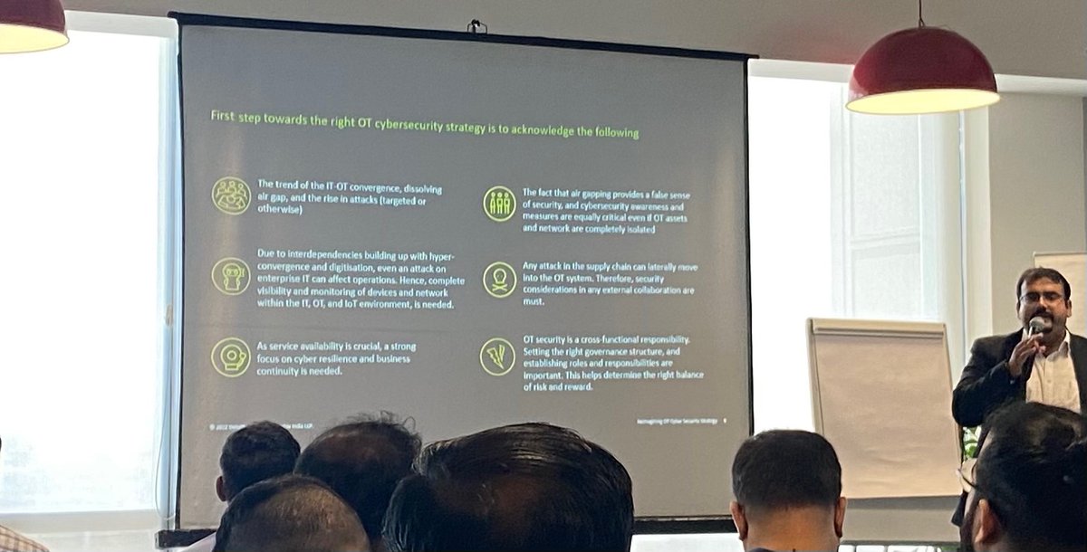 isc2blrchapter's tweet photo. First step towards the right OT cybersecurity strategy #infosecblr #chaptermeet #OTSecurity https://t.co/vp2w5Rluxh