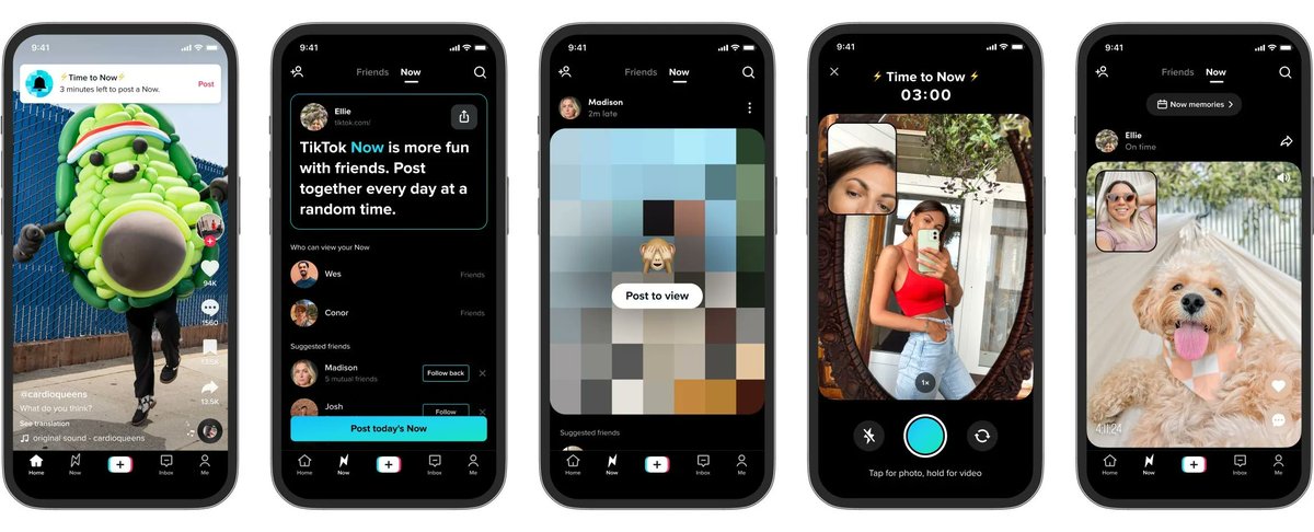 #TikTok vient de lancer un clone de BeReal appelé TikTok Now.
Il enverra aux utilisateurs des notifications quotidiennes leur demandant de capturer une photo ou une vidéo à l’aide de leurs caméras avant et arrière #TikTokNow  buff.ly/3Sc3jmn