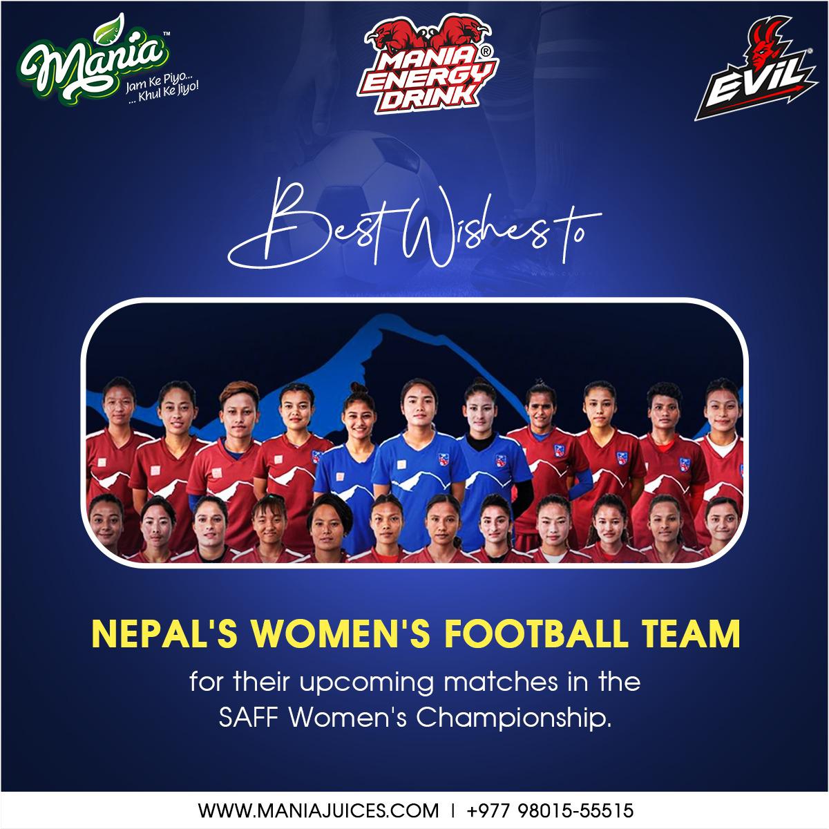 Mania_India's tweet photo. Greetings from Nepal, It doesn't matter how large you are; what matters is how big you play. You should play harder and represent your city with pride.🫡
.
.
.
For business, queries call - +977 980-1555515
.
.
.
#womensfootball #womanchampionship
https://t.co/mqQlPncV0C https://t.co/STf3N7pNUE