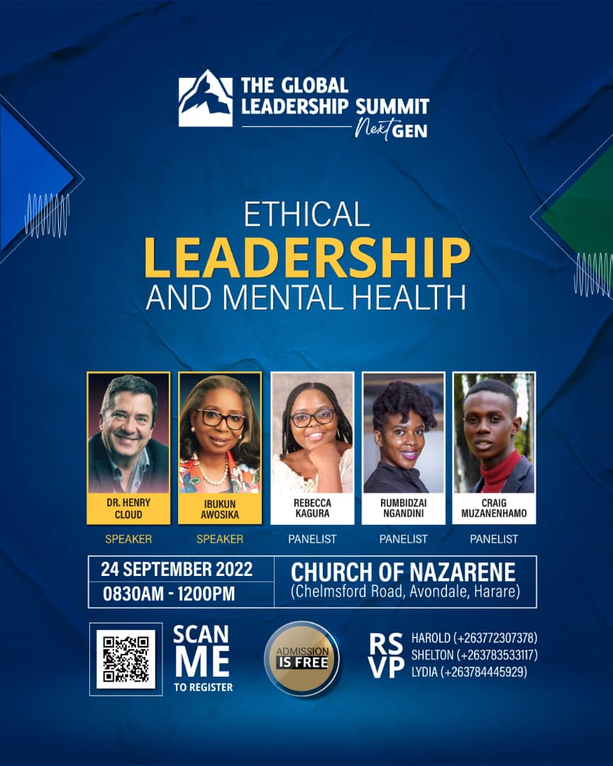 Have you registered for the Ethical leadership and Mental Health Summit hosted by the GLS next generation?

Scan the images attached to register today!

#glszim #glsnextgen #gls22 #mentalhealth #ethicalleadership