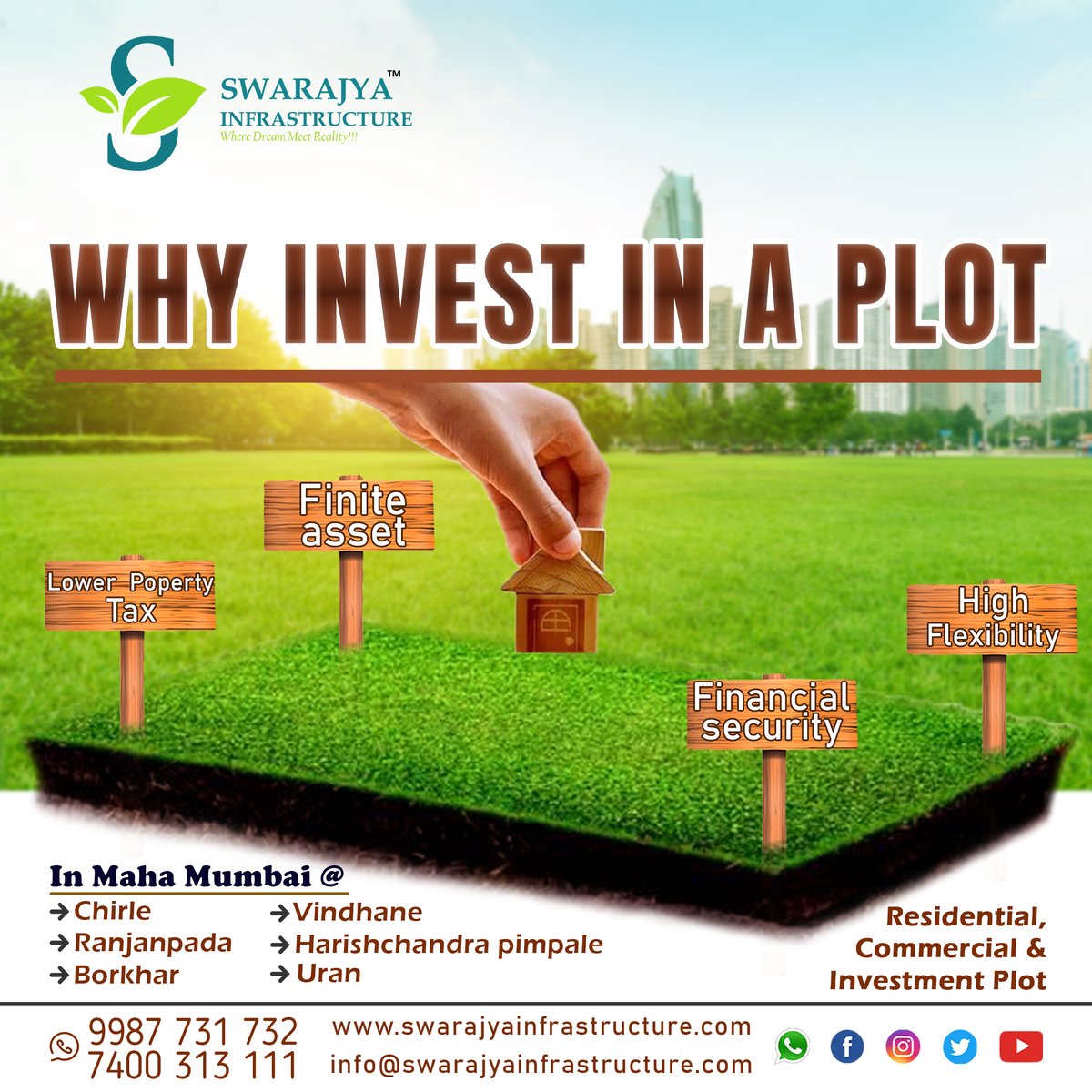 SWARAJYAINFRAS2's tweet photo. *Benefits of Investing in Plot*
"Chirle Investment will change your life,
Don’t wait to get it slipped from your hands"
Visit our office for your Dream Plot
Contact: 9987731732/ 7400313111
https://t.co/pMfCcAl8Au
#chirle #vindhane #Ranjanpada #investmentproperty
#navimumbai https://t.co/PQMLEDSzJU