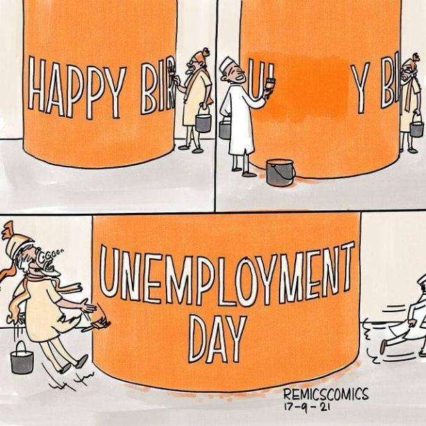 Chandan74664's tweet photo. Modiji's Happy Birthday is turning into #National_Unemployment_Day 
#राष्ट्रीय_बेरोजगार_दिवस 
@IYC @IYCJharkhand @AbhijitRajINC @DeenbandhuAlwar @INCAbhayTiwari @AnupKes84253827 @WarisRaza94 https://t.co/kOV7iEDoiY