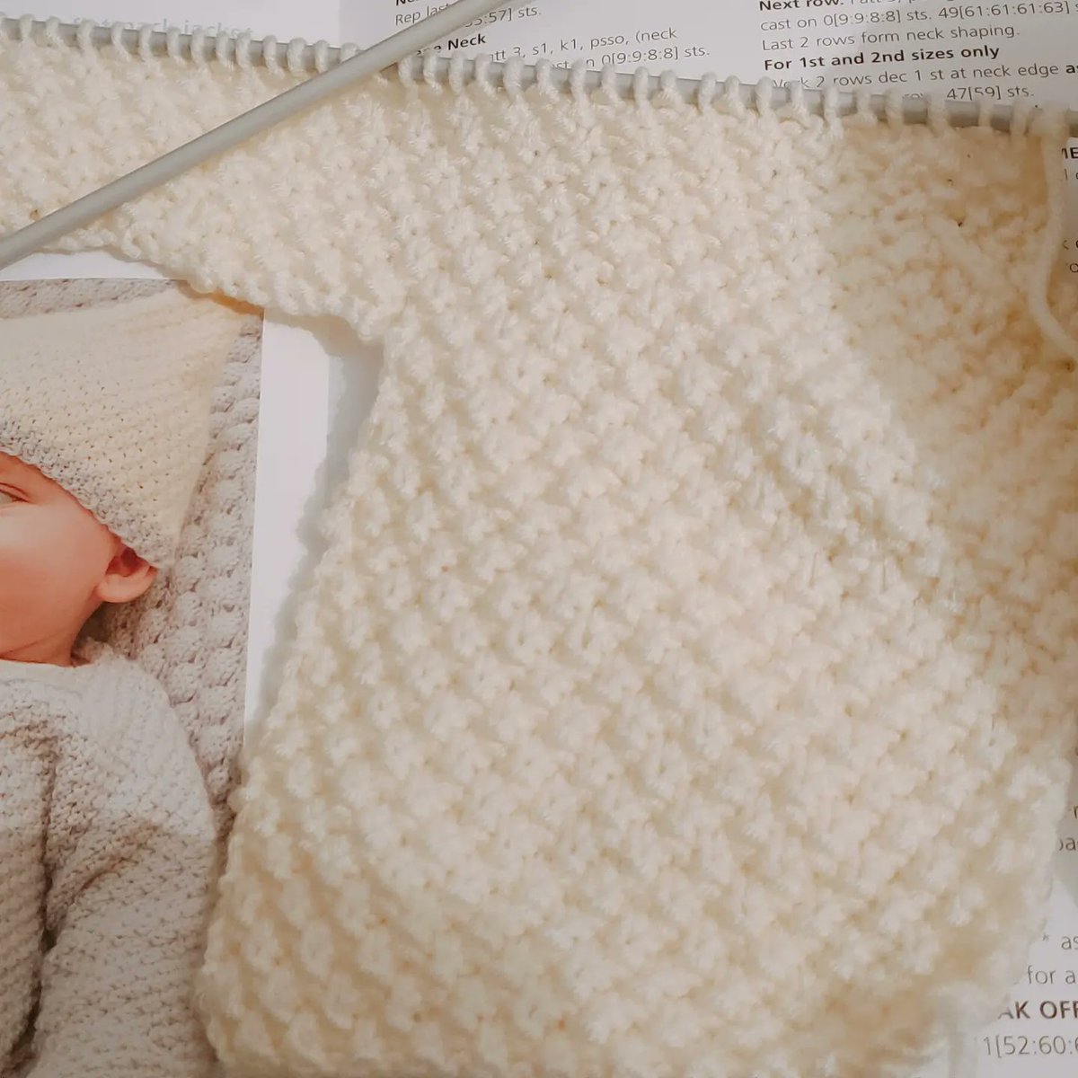 Knitting this little vee flat packed jacket. #kingcolebabysafe DK yarn. Cream so it's neutral. #shoplocal #shoppinginhorwich @BoostingBolton #hellohorwich #shops&businessesinhorwich