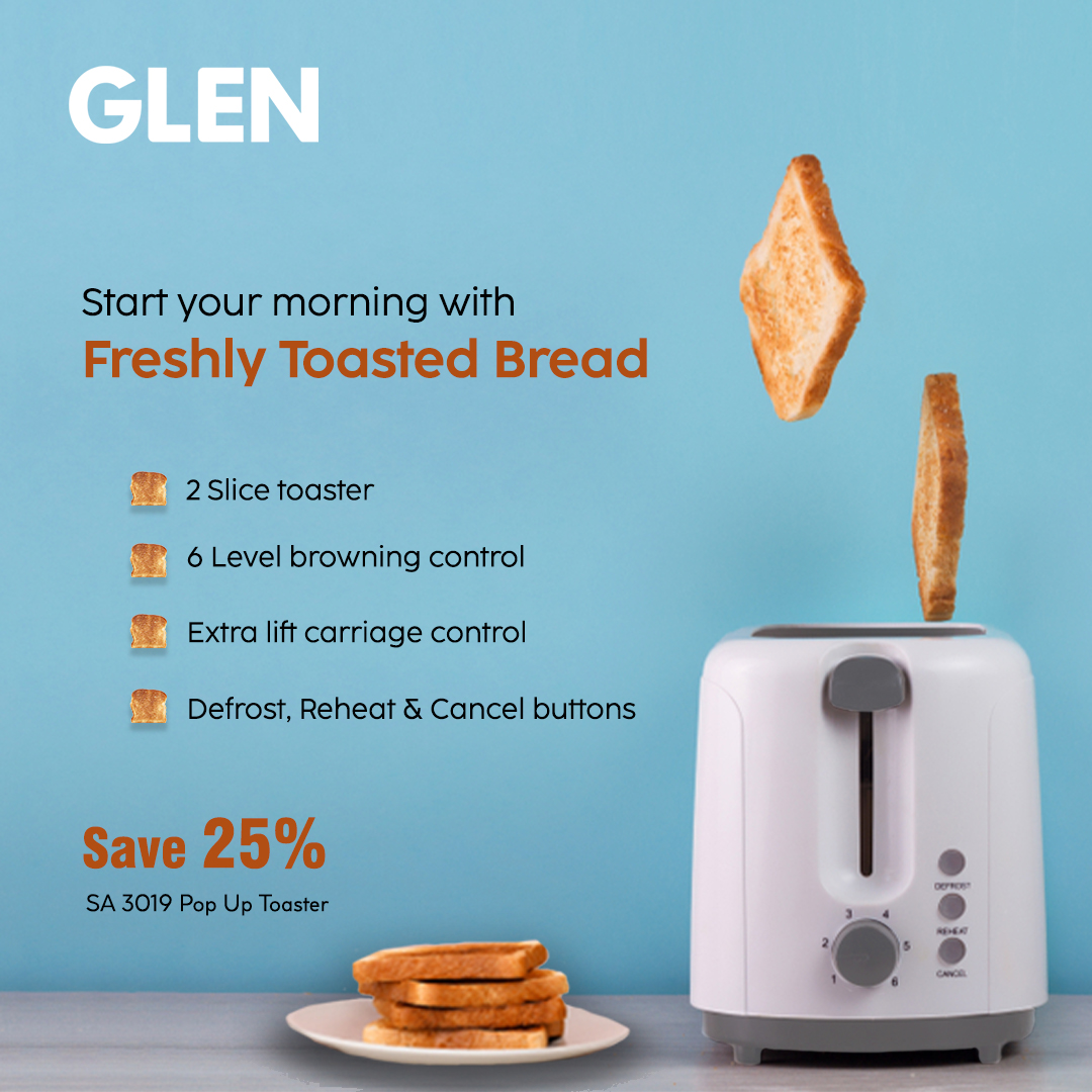 Glen__India's tweet image. The Glen Auto-pop up toaster is the best appliance for those who prefer perfectly browned toast. It comes with dual toasting slots for different thickness of breads.

Shop Now: bit.ly/3f0Amv2

#popuptoaster #toaster #2slicetoaster #breakfastappliance #kitchenappliance