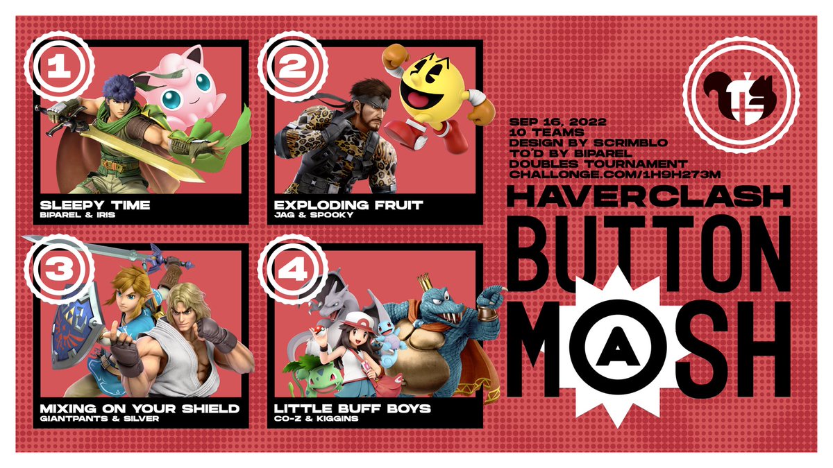 Button Mash 5: Doubles Bracket

challonge.com/1h9h273m

Thanks as always to <a href="/DrewGDraws/">Drew G</a> for making the graphic