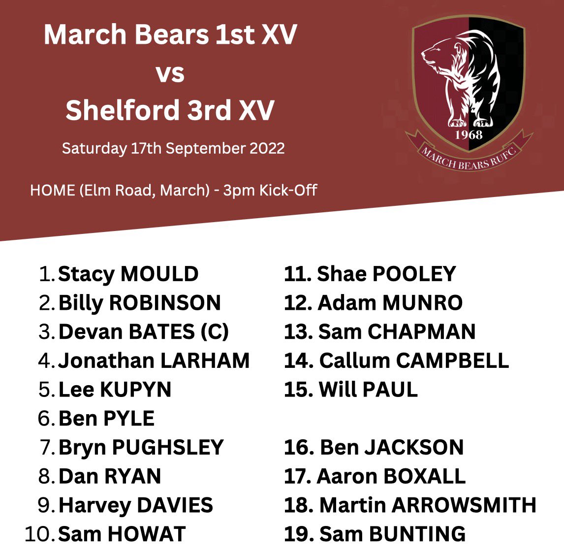 March Bears Rugby Club tweet media